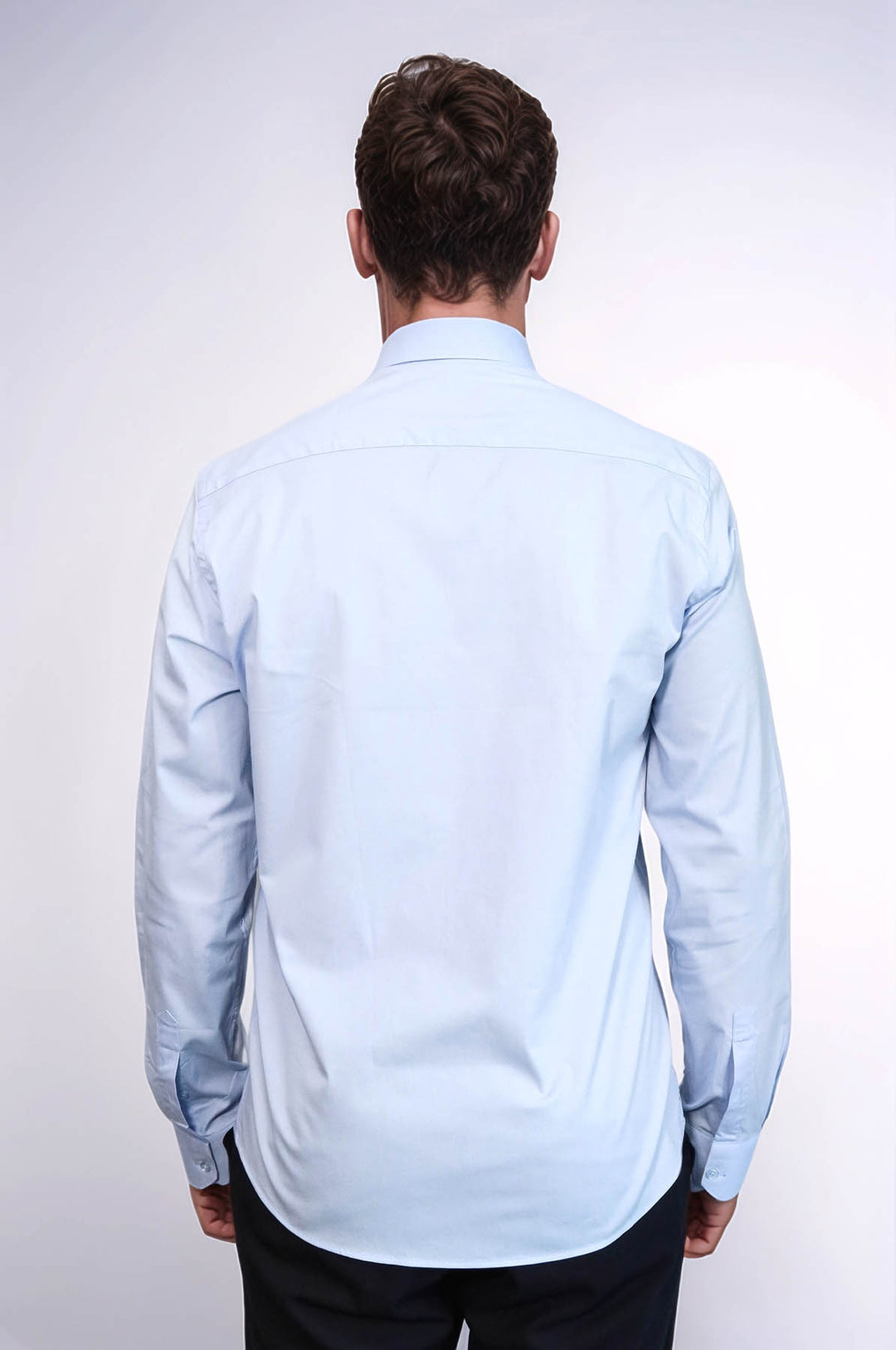 Sky Blue Slim-Fit Long Sleeve Shirt - Wessi