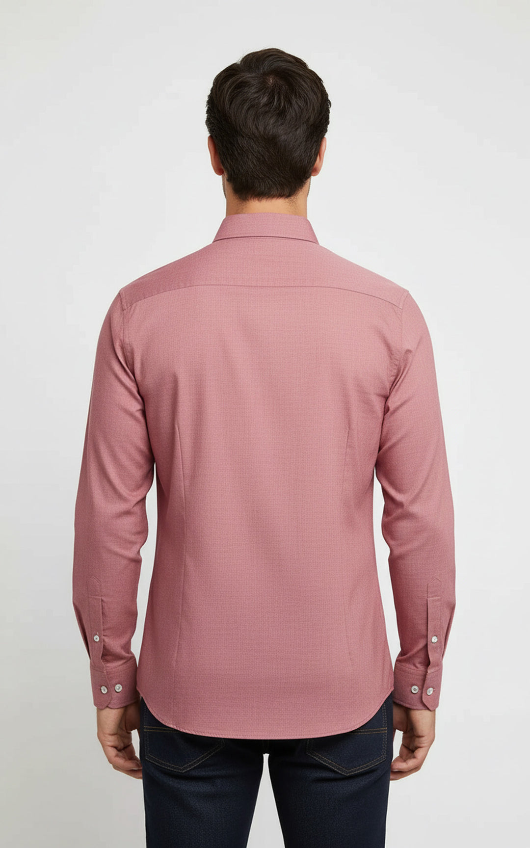 Plain Slim Fit Long Sleeves Salmon Color Men Shirt - Wessi
