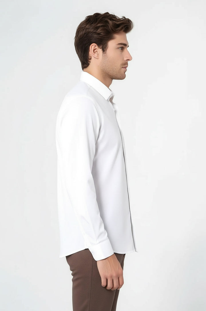 Poly Cotton Slim Fit Cream Shirt - Wessi