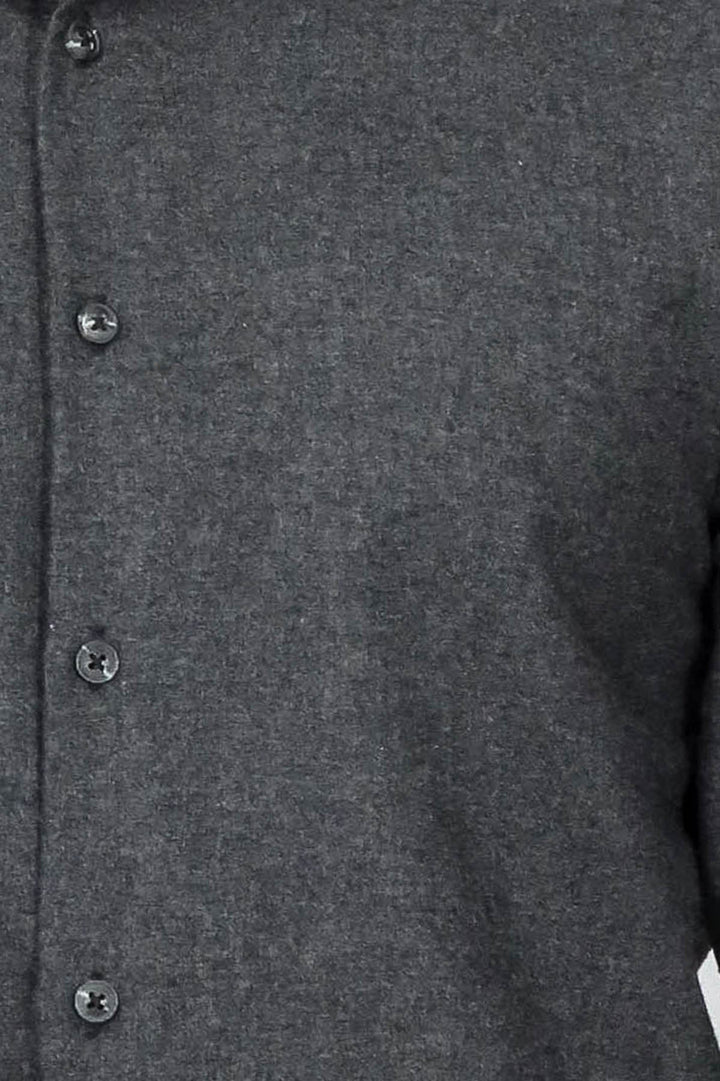 Slim Fit Plain Dark Grey Men Lumberjack Shirt - Wessi