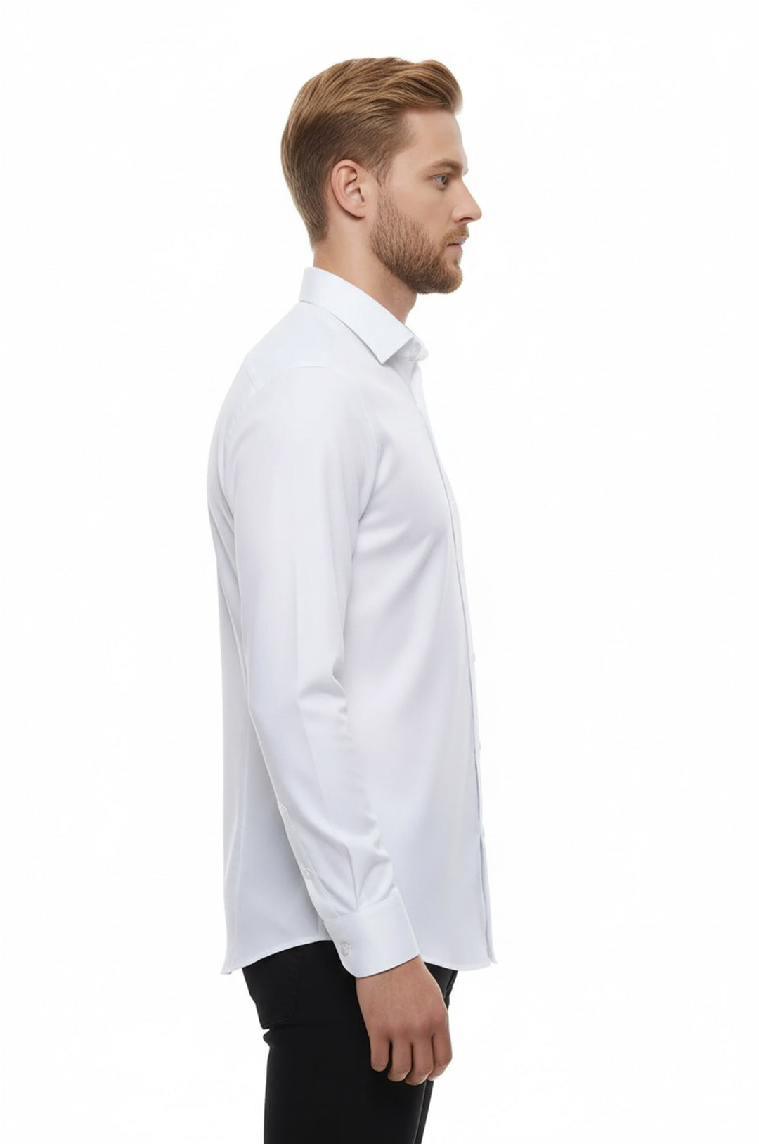 Oxford Patterned Long Sleeves Slim Fit White Men Shirt - Wessi