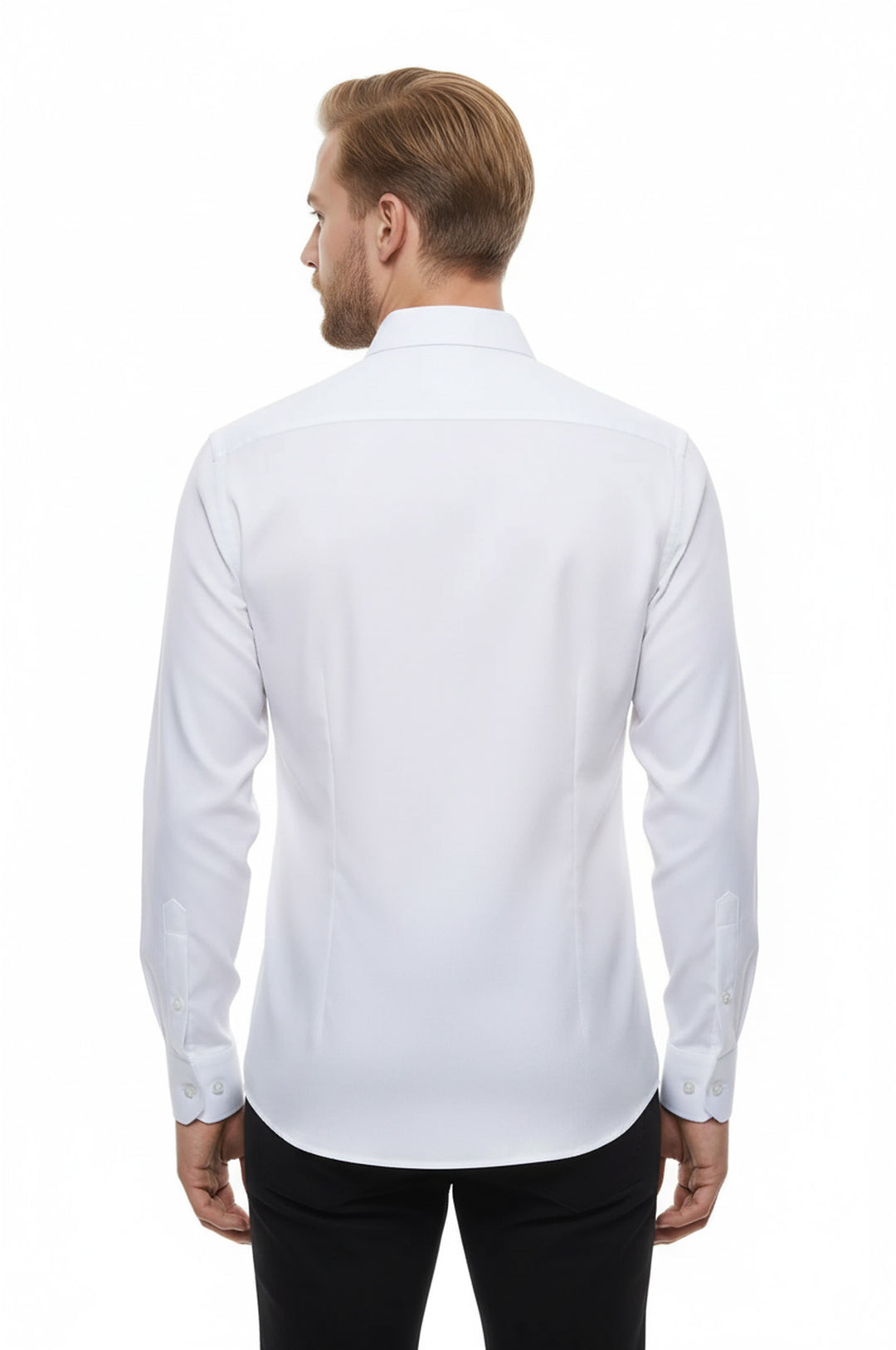 Oxford Patterned Long Sleeves Slim Fit White Men Shirt - Wessi