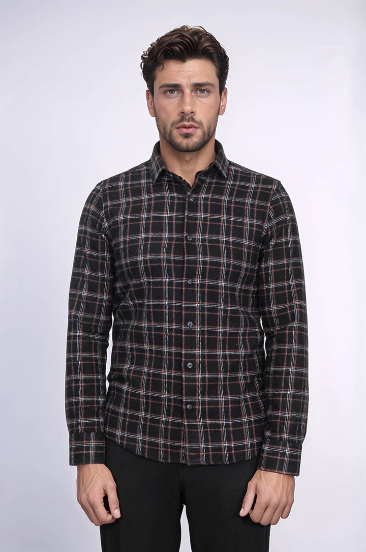 Plaid Black Men Lumberjack Shirt - Wessi
