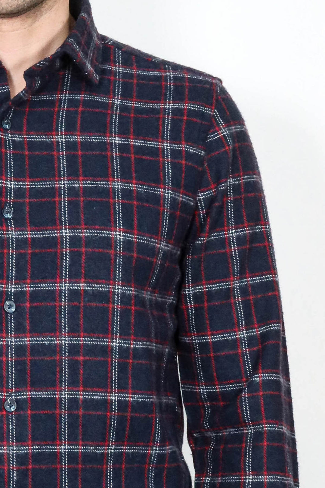 Thick Patterned Navy Blue Men Lumberjack Shirt - Wessi