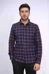 Thick Patterned Navy Blue Men Lumberjack Shirt - Wessi