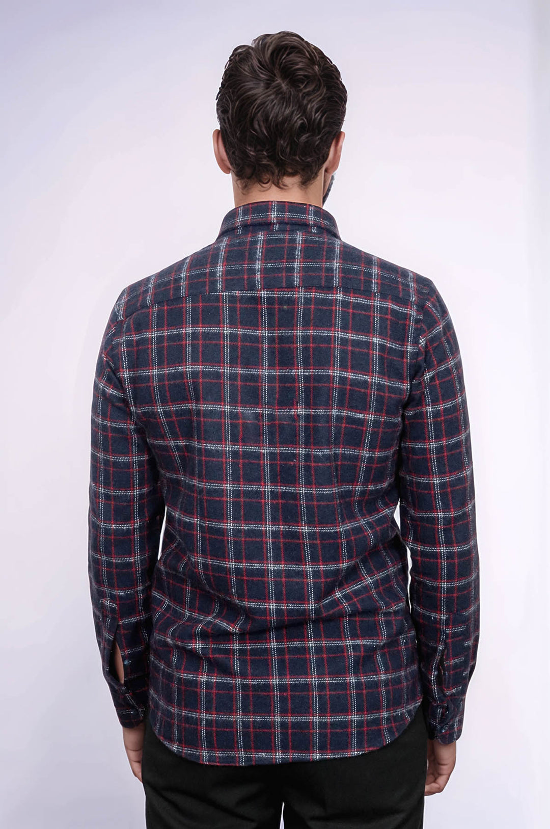 Thick Patterned Navy Blue Men Lumberjack Shirt - Wessi
