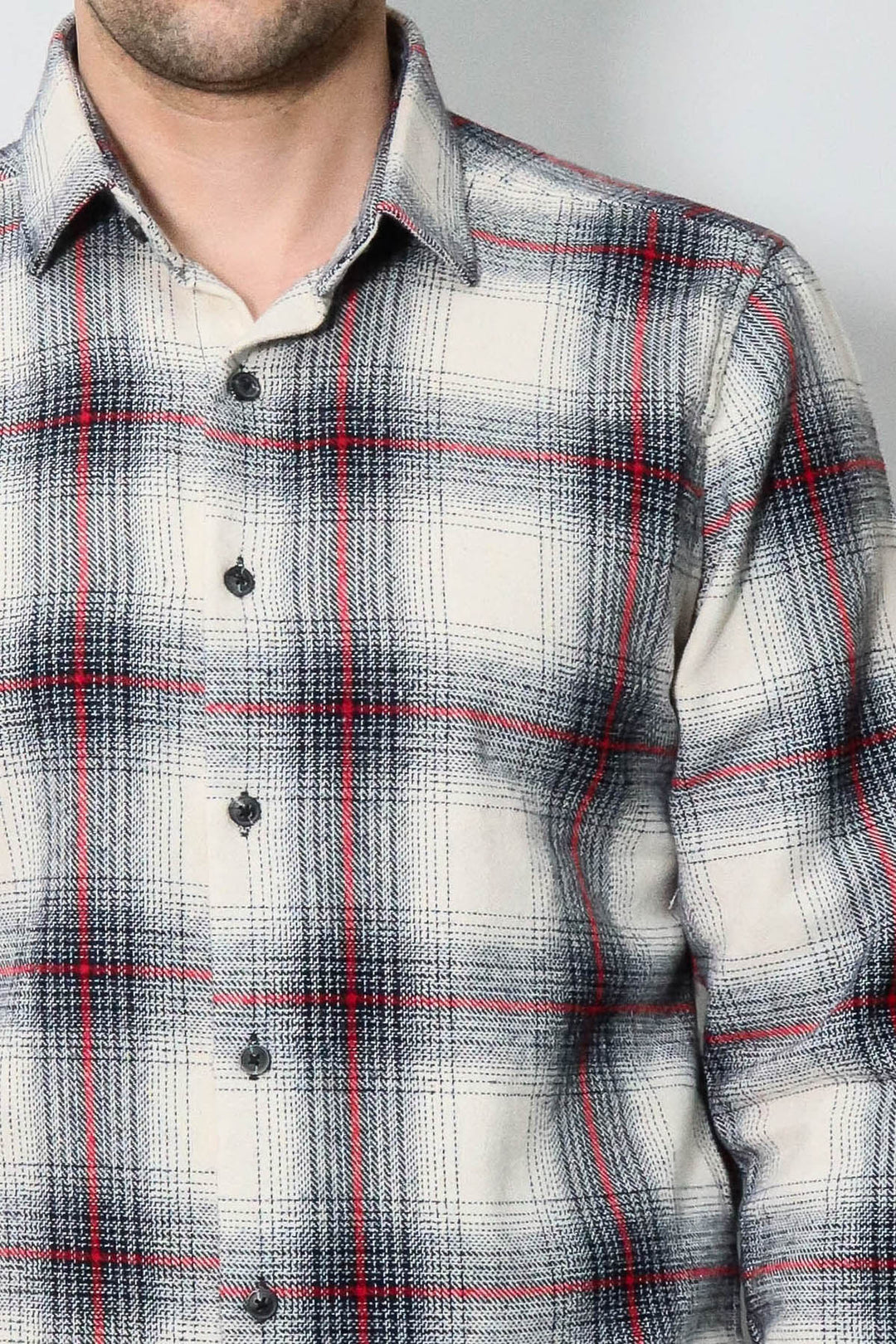 Camisa de leñador de cuadros gruesos de color gris para hombre - Wessi