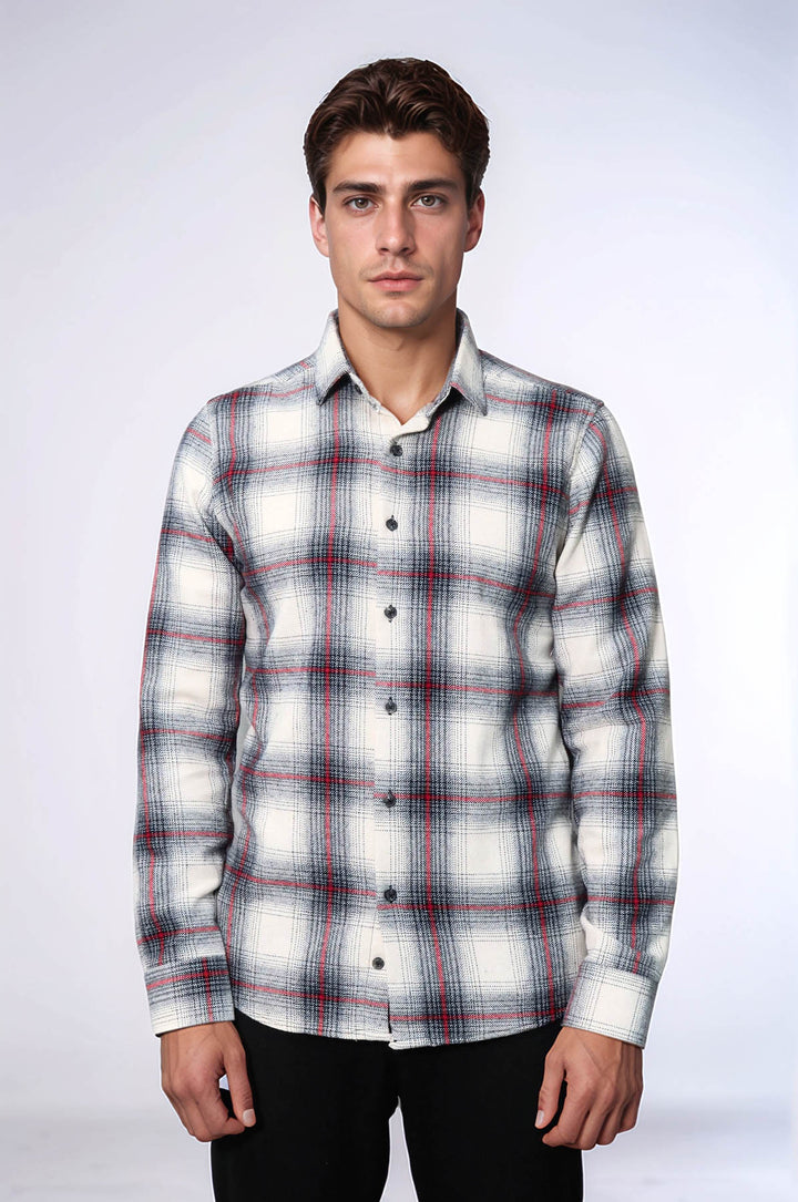 Camisa de leñador de cuadros gruesos de color gris para hombre - Wessi