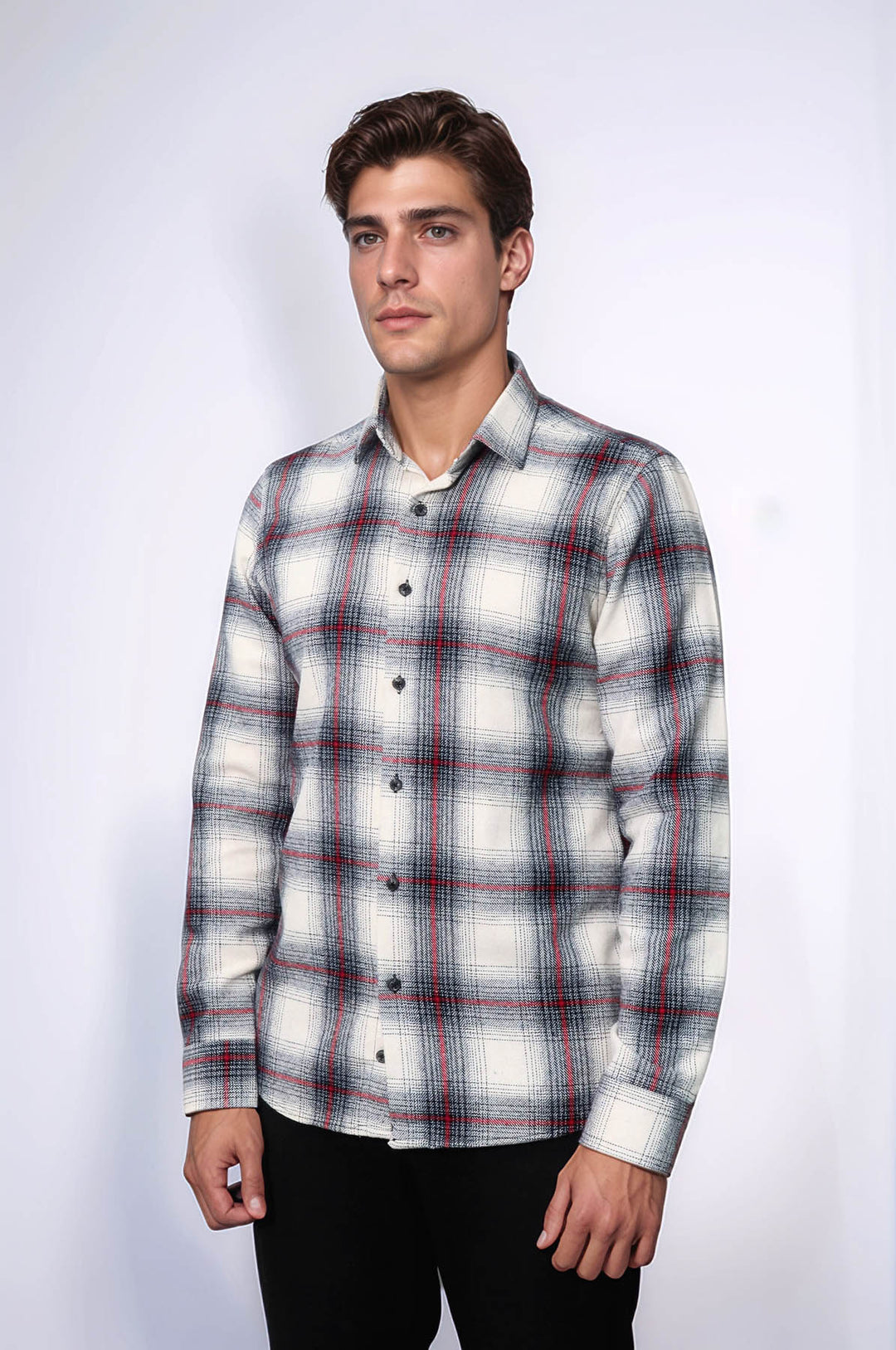 Camisa de leñador de cuadros gruesos de color gris para hombre - Wessi