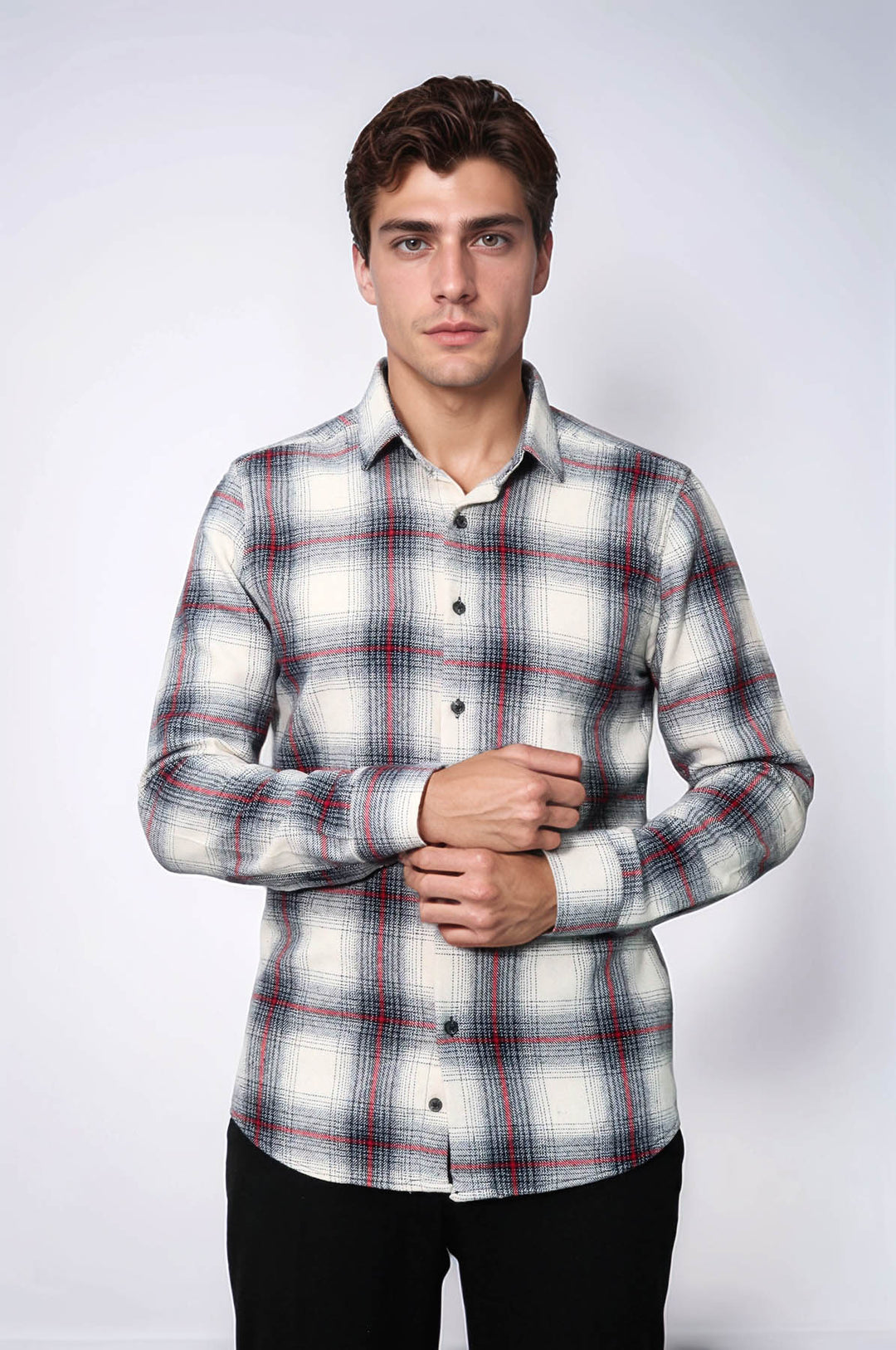 Camisa de leñador de cuadros gruesos de color gris para hombre - Wessi