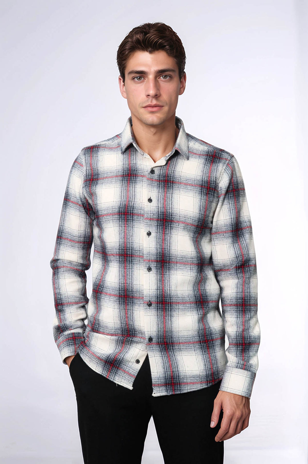 Camisa de leñador de cuadros gruesos de color gris para hombre - Wessi