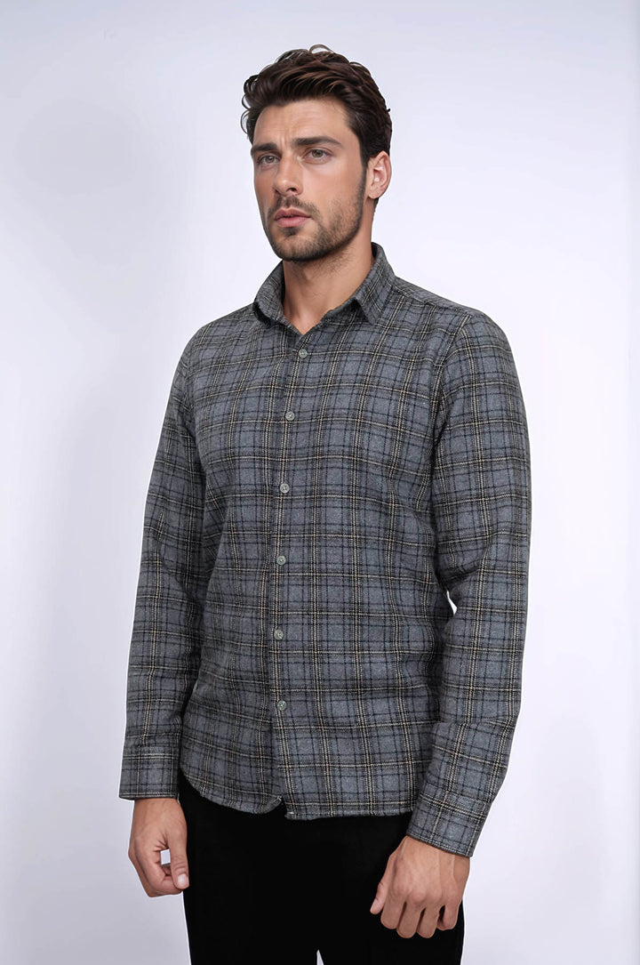 Plaid Dark Grey Men Lumberjack Shirt - Wessi