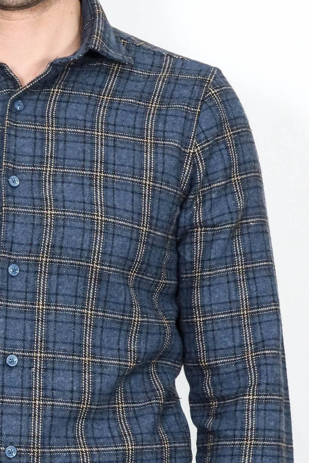 Plaid Navy Blue Men Lumberjack Shirt - Wessi