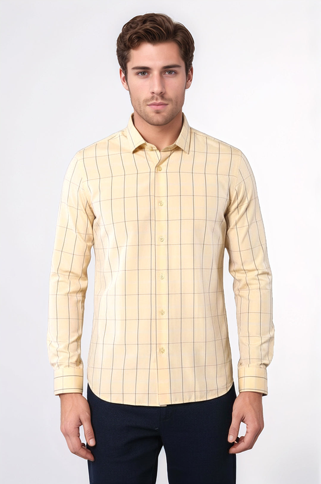 Camisa de cuadros amarilla para hombre | Wessi