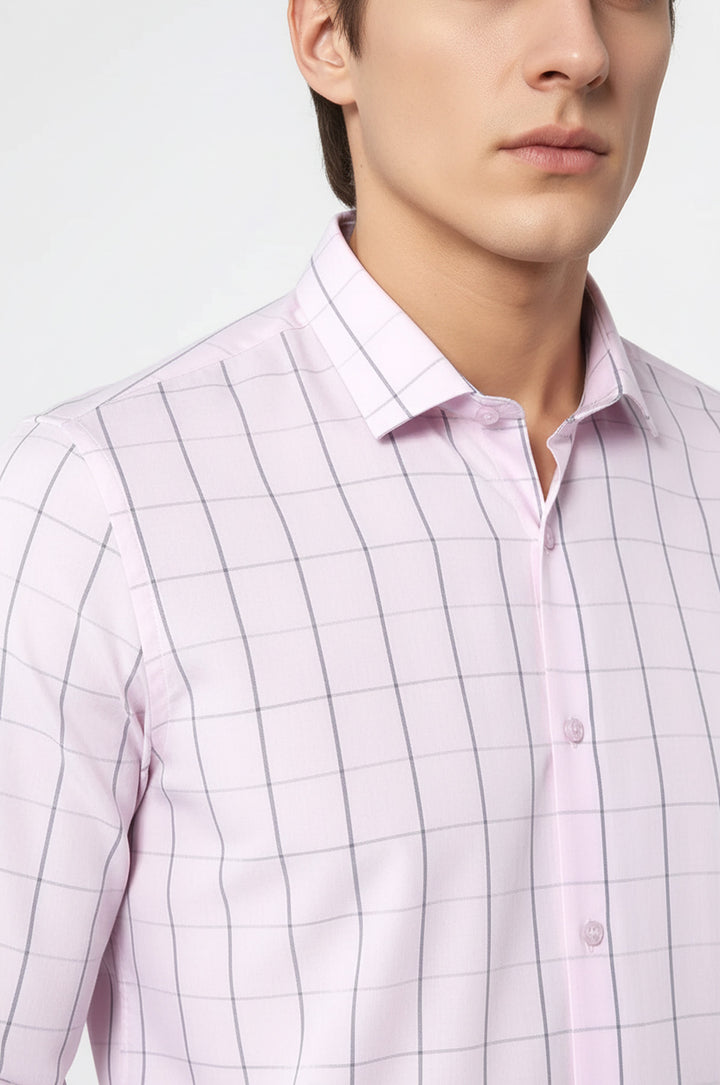 Light Pink Plaid Shirt for Men | Wessi