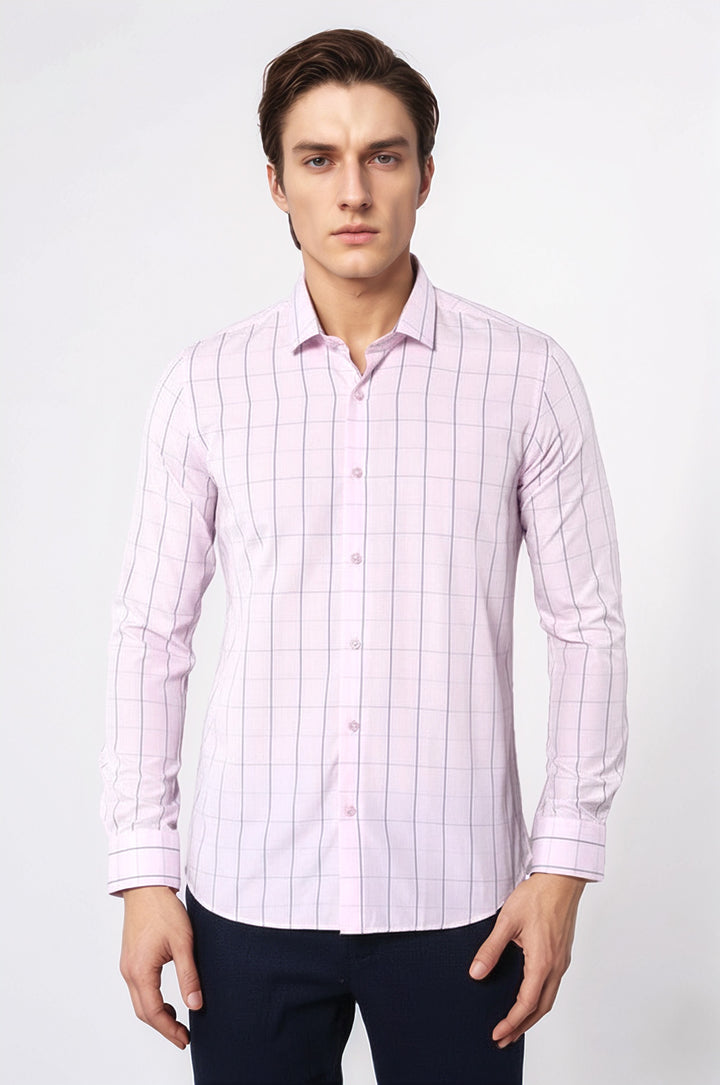 Light Pink Plaid Shirt for Men | Wessi