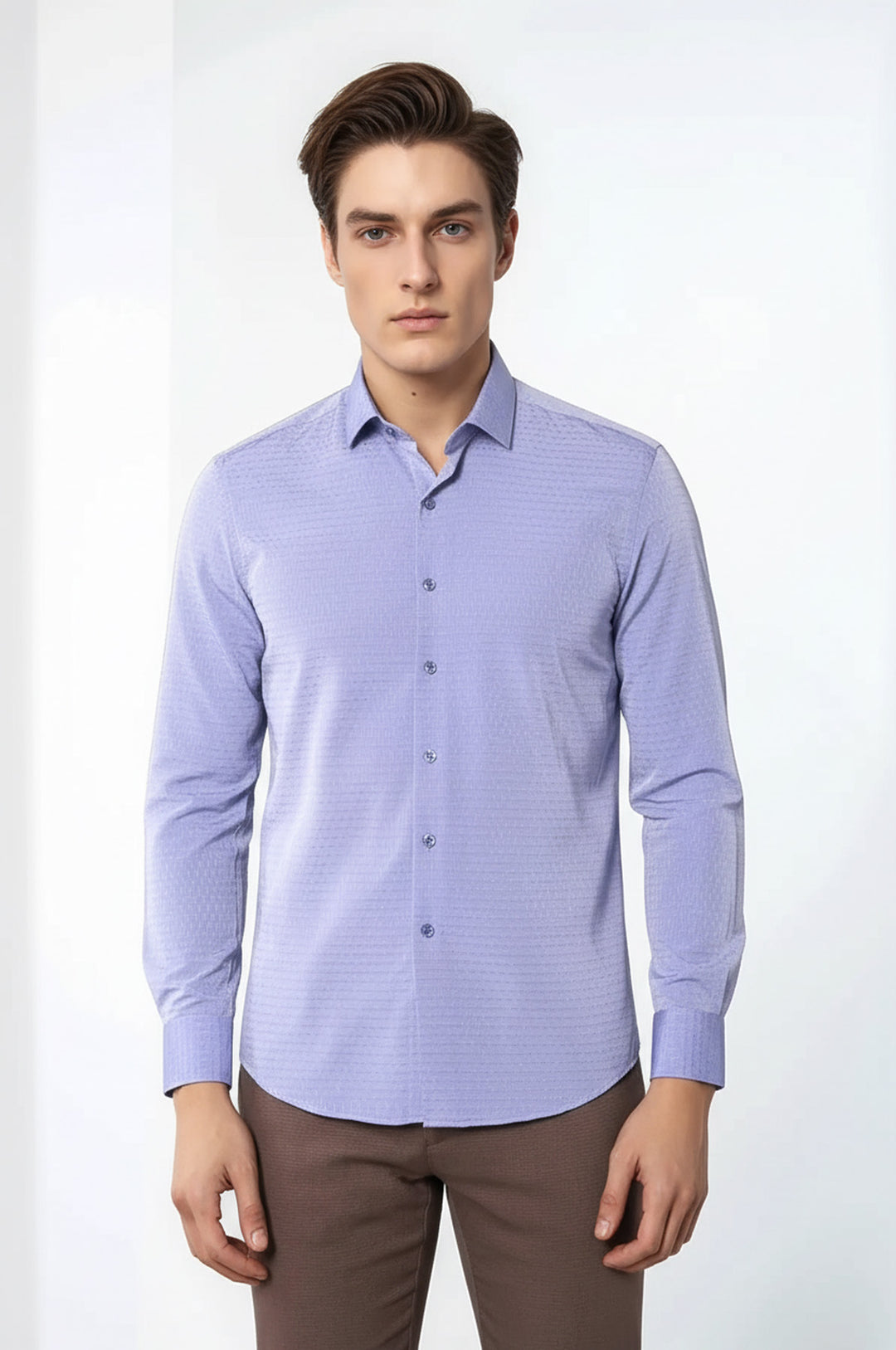 Camisa de manga larga estampada para hombre en azul | Wessi