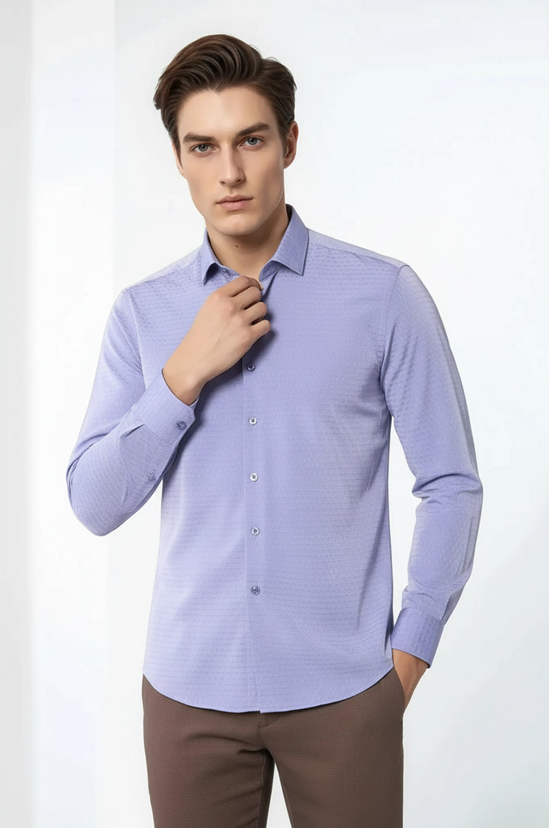 Camisa de manga larga estampada para hombre en azul | Wessi