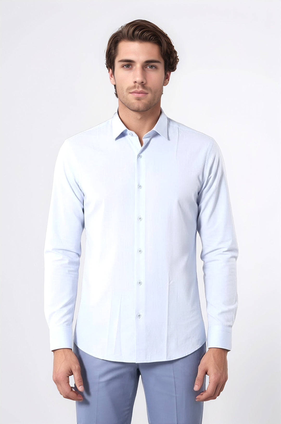 قميص أزرق منقوش بقصة ضيقة - ويسي