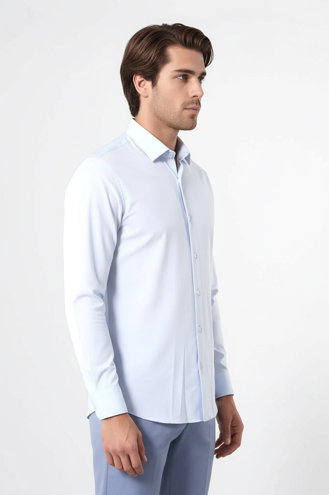 قميص أزرق منقوش بقصة ضيقة - ويسي