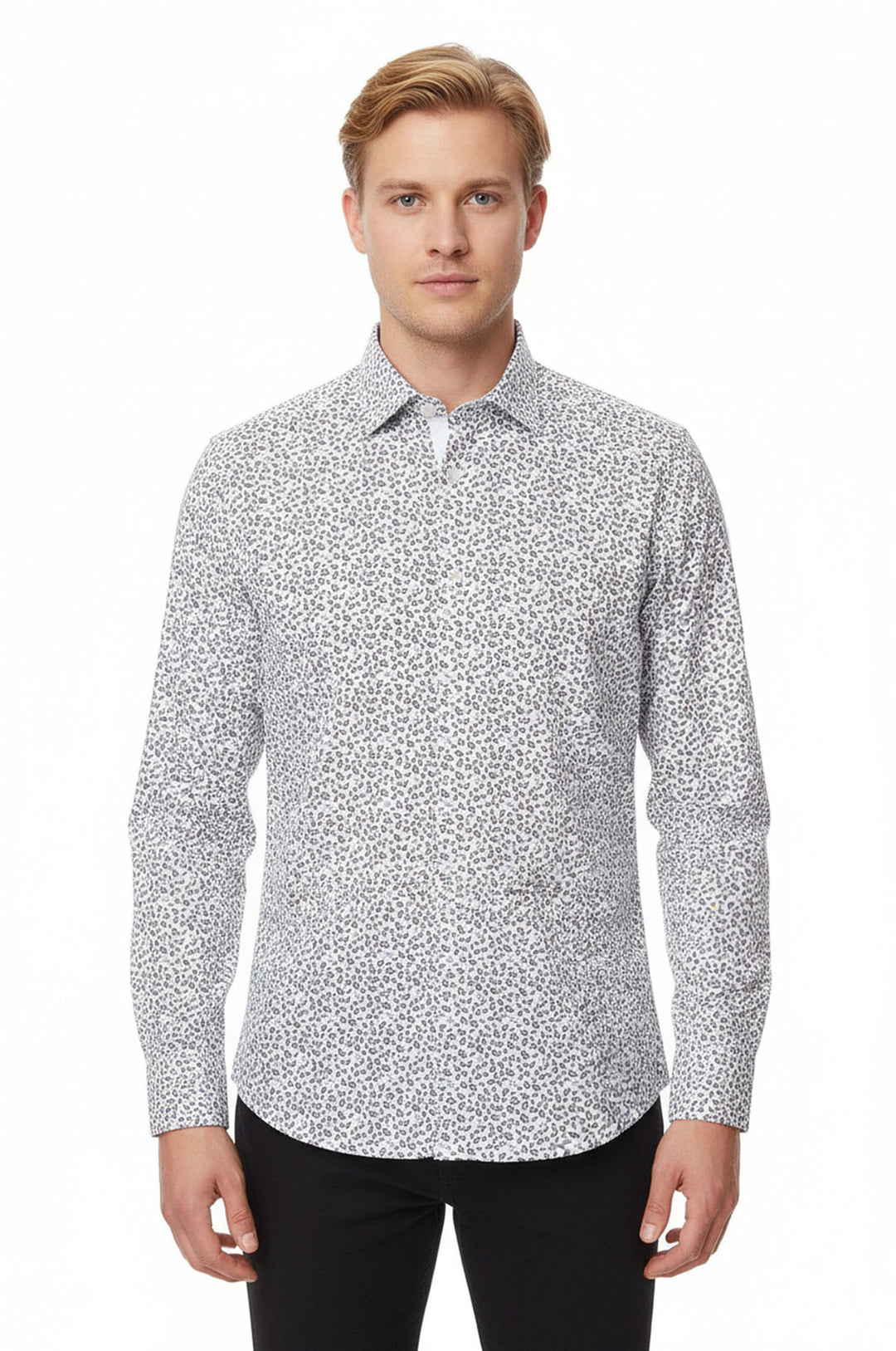 Dar Kesim Desenli Gömlek | Batı