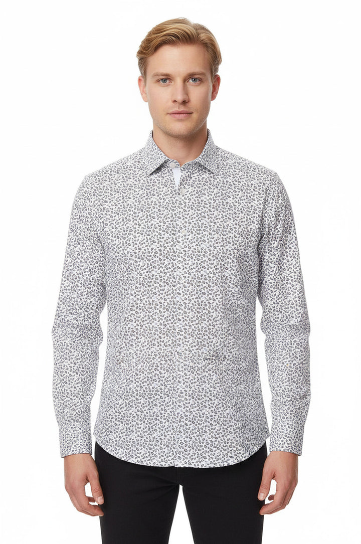 Dar Kesim Desenli Gömlek | Batı