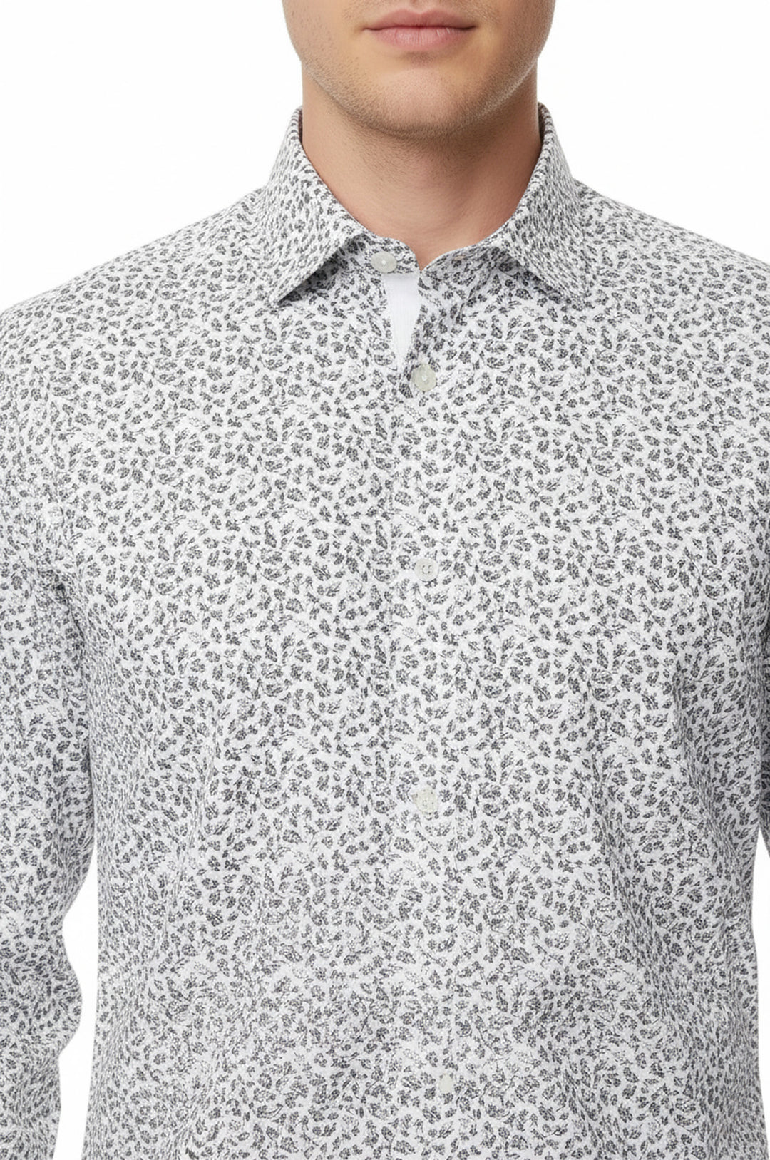 Dar Kesim Desenli Gömlek | Batı