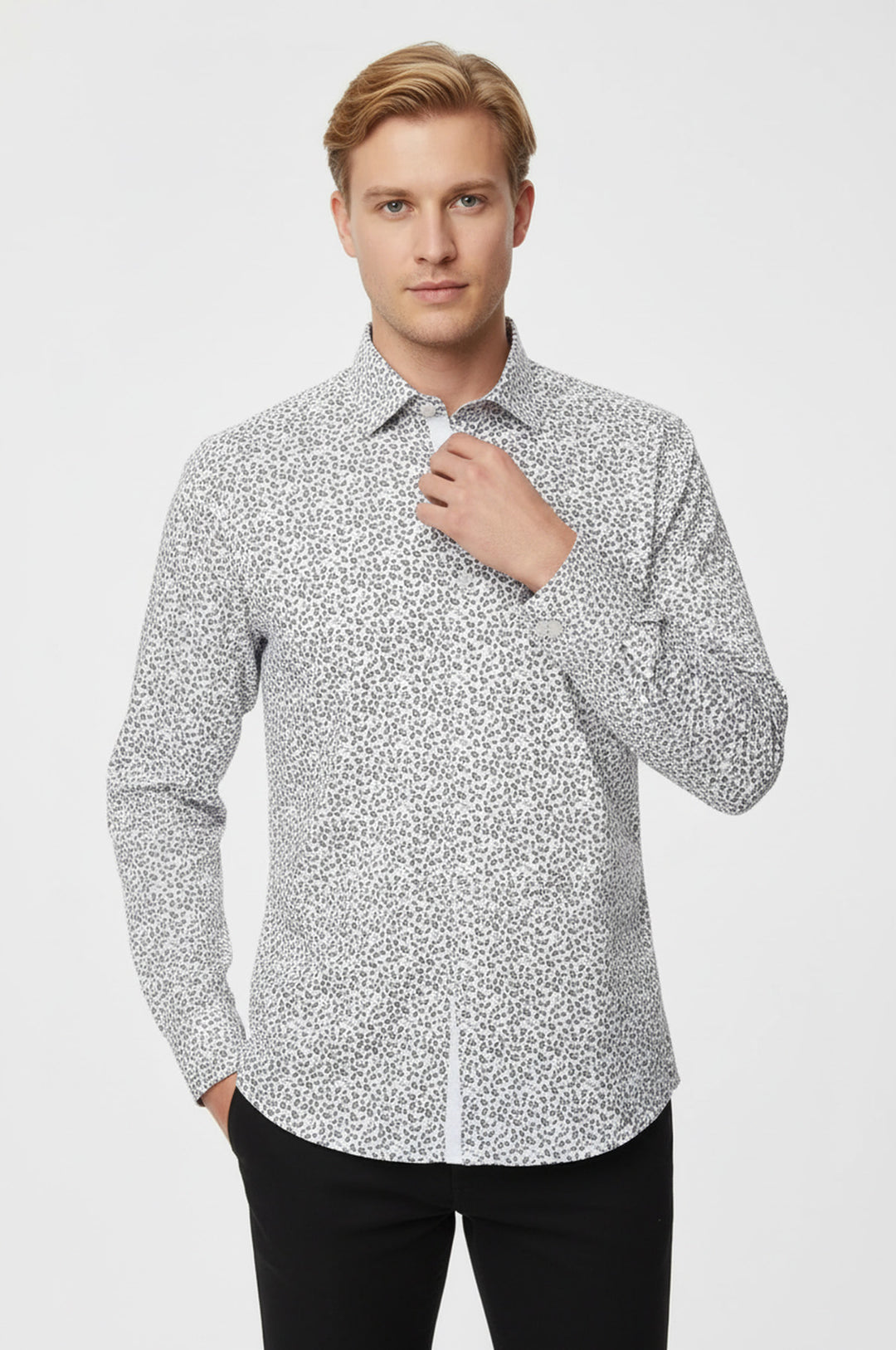 Dar Kesim Desenli Gömlek | Batı