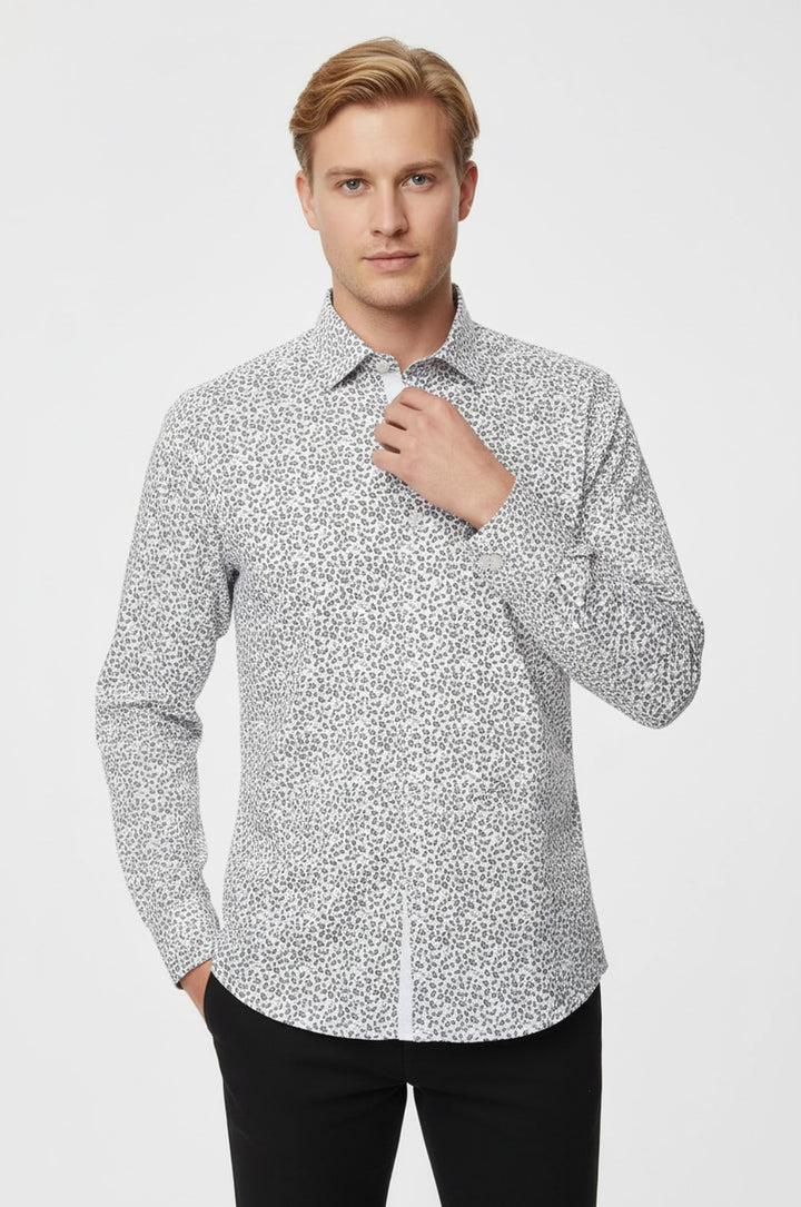 Dar Kesim Desenli Gömlek | Batı