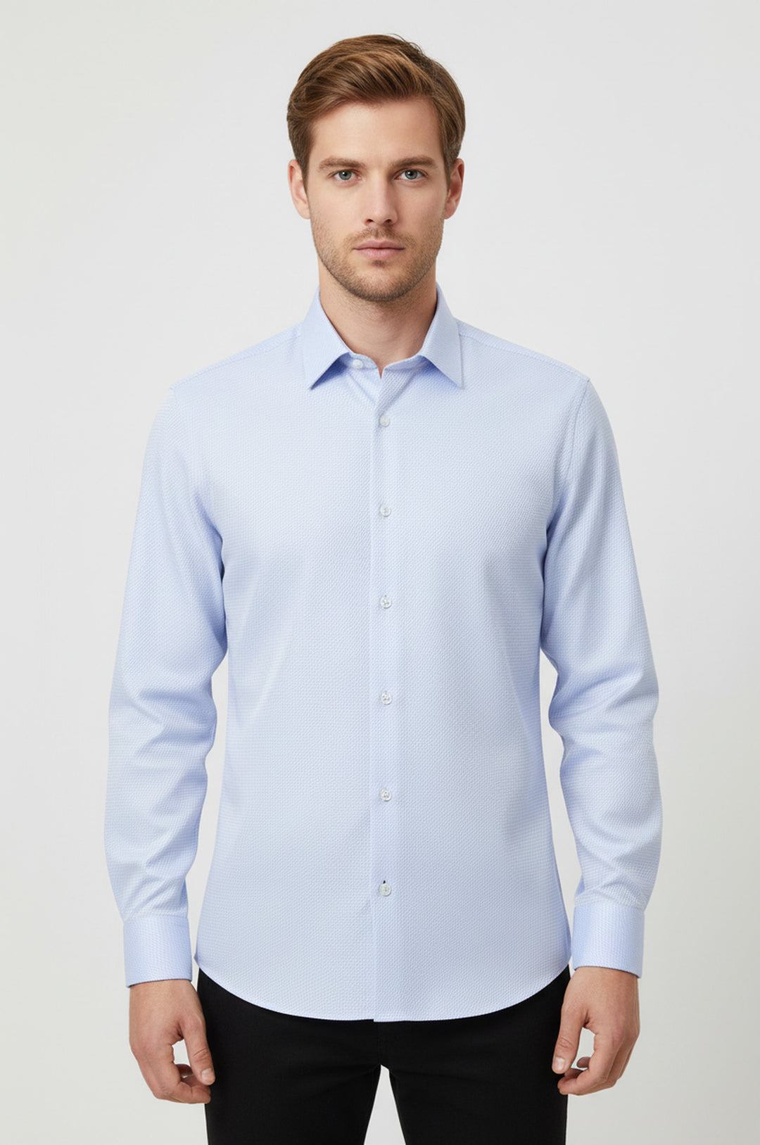 Desenli Rahat Bebek Mavi Gömlek | Batı