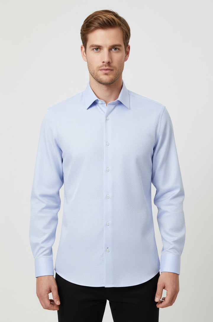 Desenli Rahat Bebek Mavi Gömlek | Batı