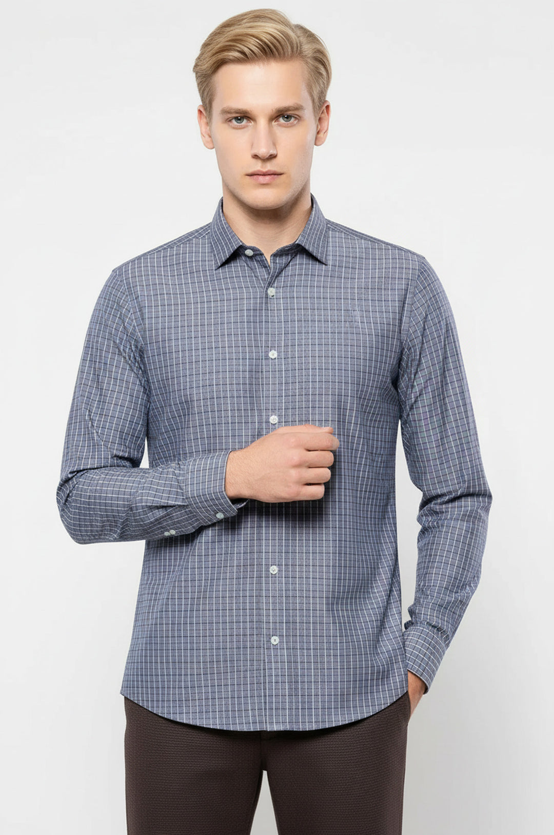 Casual Grey Plaid Shirt | Wessi