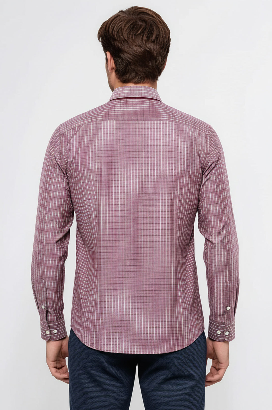 Camisa a cuadros burdeos de corte entallado | Wessi