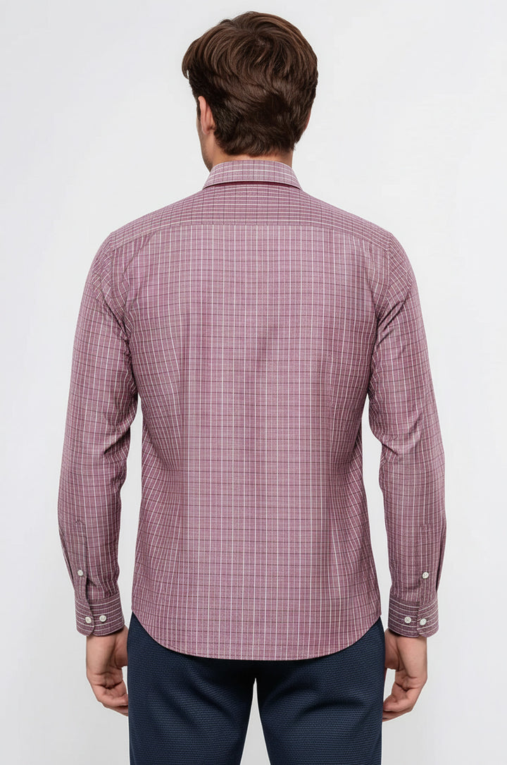 Camisa a cuadros burdeos de corte entallado | Wessi