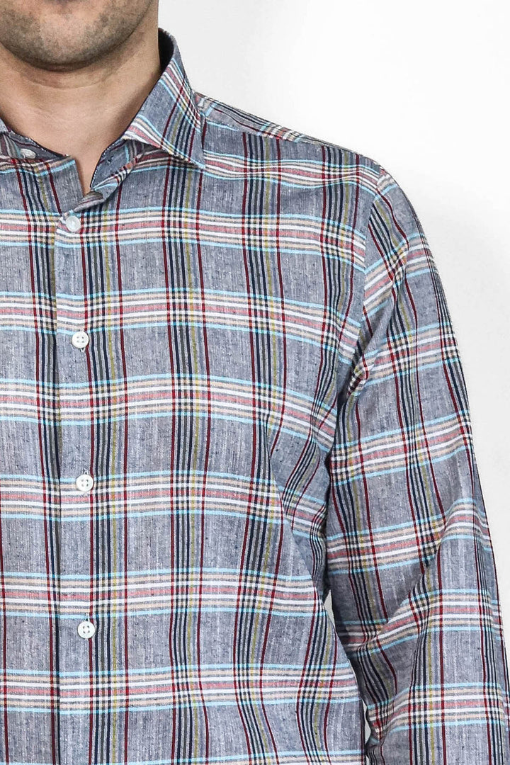 Casual Blue Plaid Shirt - Wessi