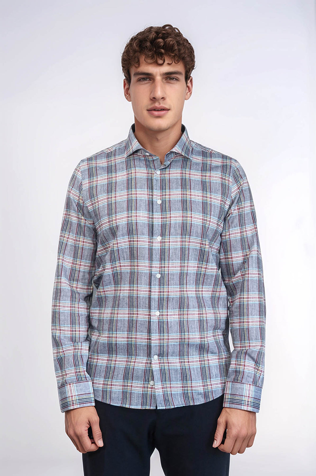 Casual Blue Plaid Shirt - Wessi