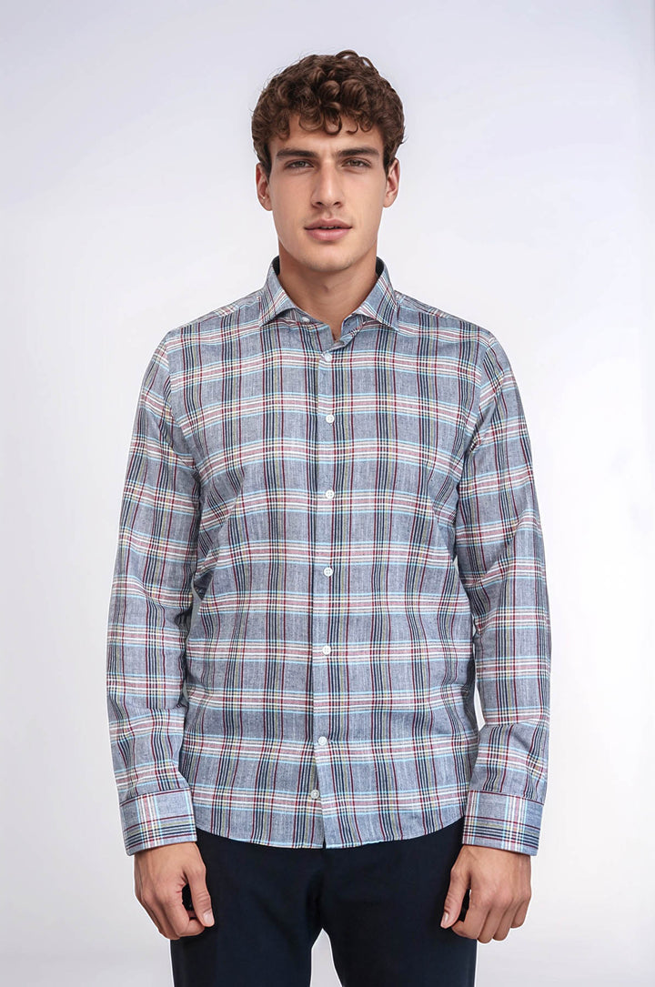 Casual Blue Plaid Shirt - Wessi