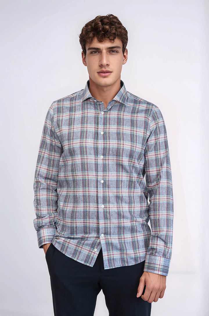 Casual Blue Plaid Shirt - Wessi