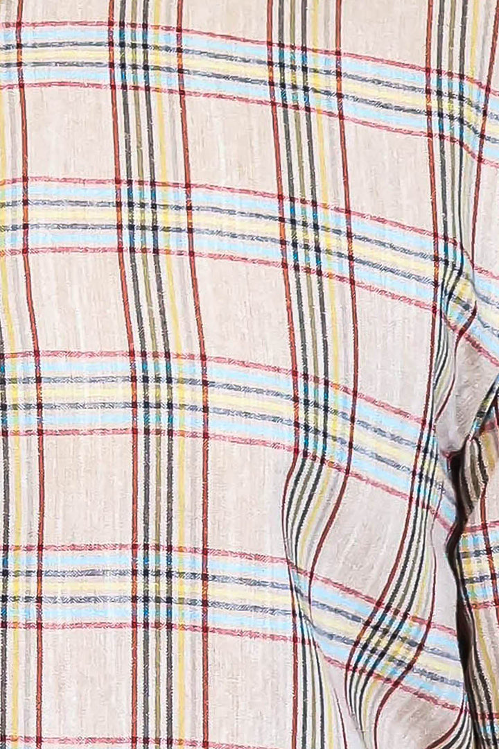 Camisa de cuadros beige de corte entallado | Wessi - Wessi
