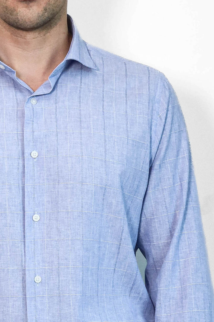 Checked Long Sleeve Blue Shirt | Wessi