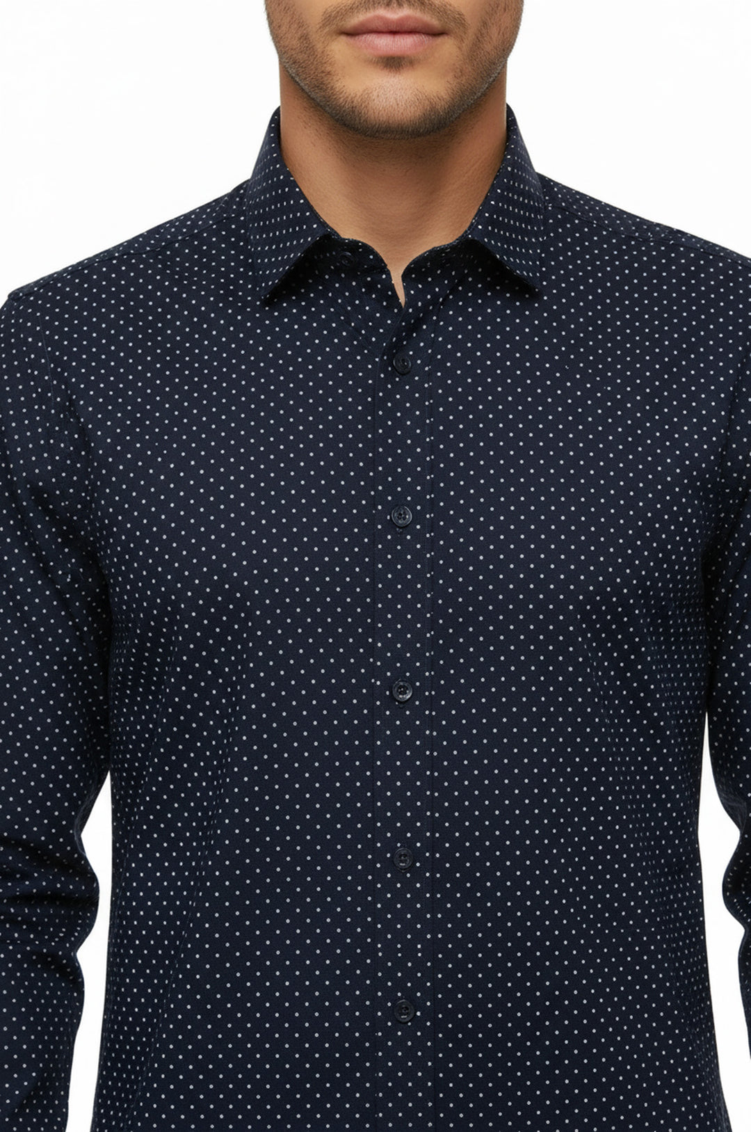 Patterned Slim Fit Navy Blue Men Shirt - Wessi