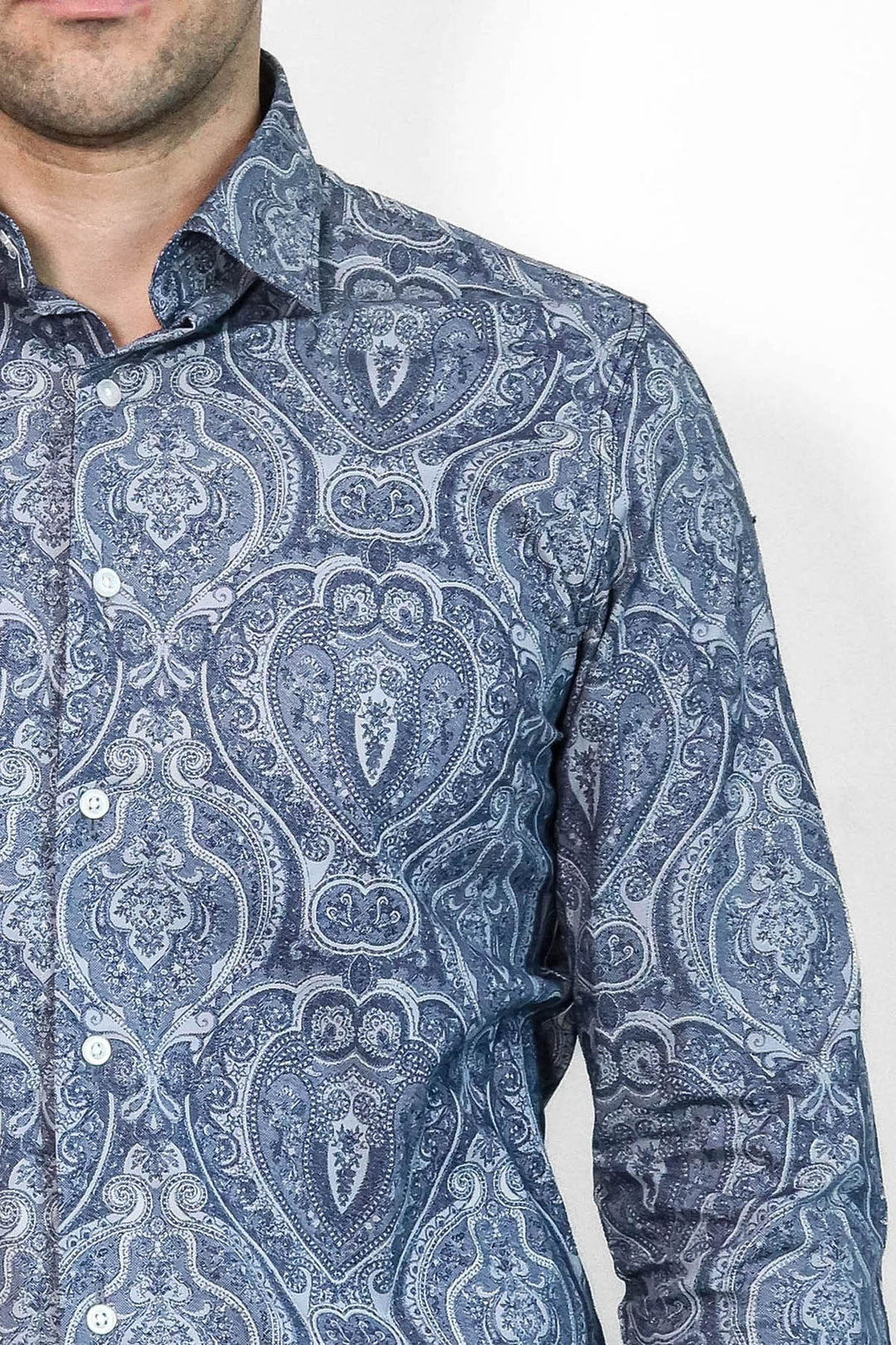Blue Patterned Slim Fit Men's Shirt - Wessi