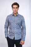Blue Patterned Slim Fit Men's Shirt - Wessi