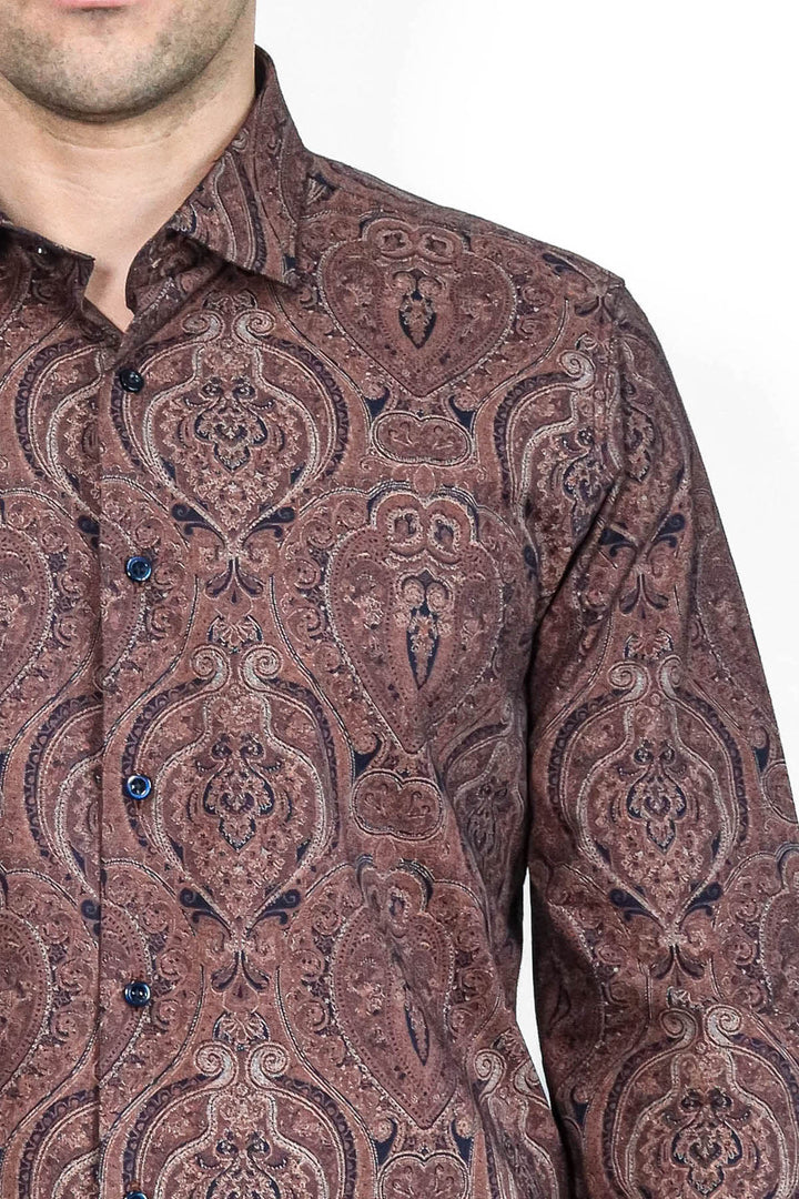 Camisa de hombre de corte ajustado con estampado marrón - Wessi 