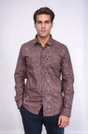 Brown Patterned Slim Fit Men's Shirt - Wessi