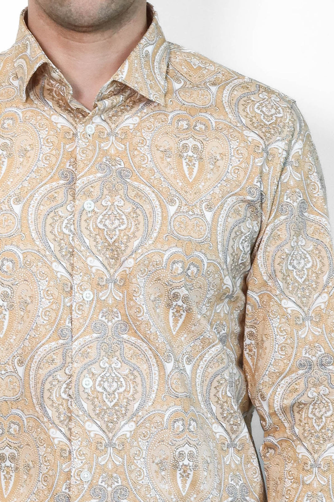 Camisa de hombre de corte ajustado con estampado beige - Wessi