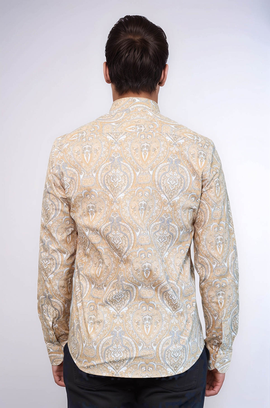 Camisa de hombre de corte ajustado con estampado beige - Wessi