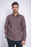 Bloom Patterned Brown Slim Fit Shirt - Wessi