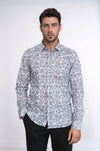Bloom Patterned Grey Slim Fit Shirt - Wessi