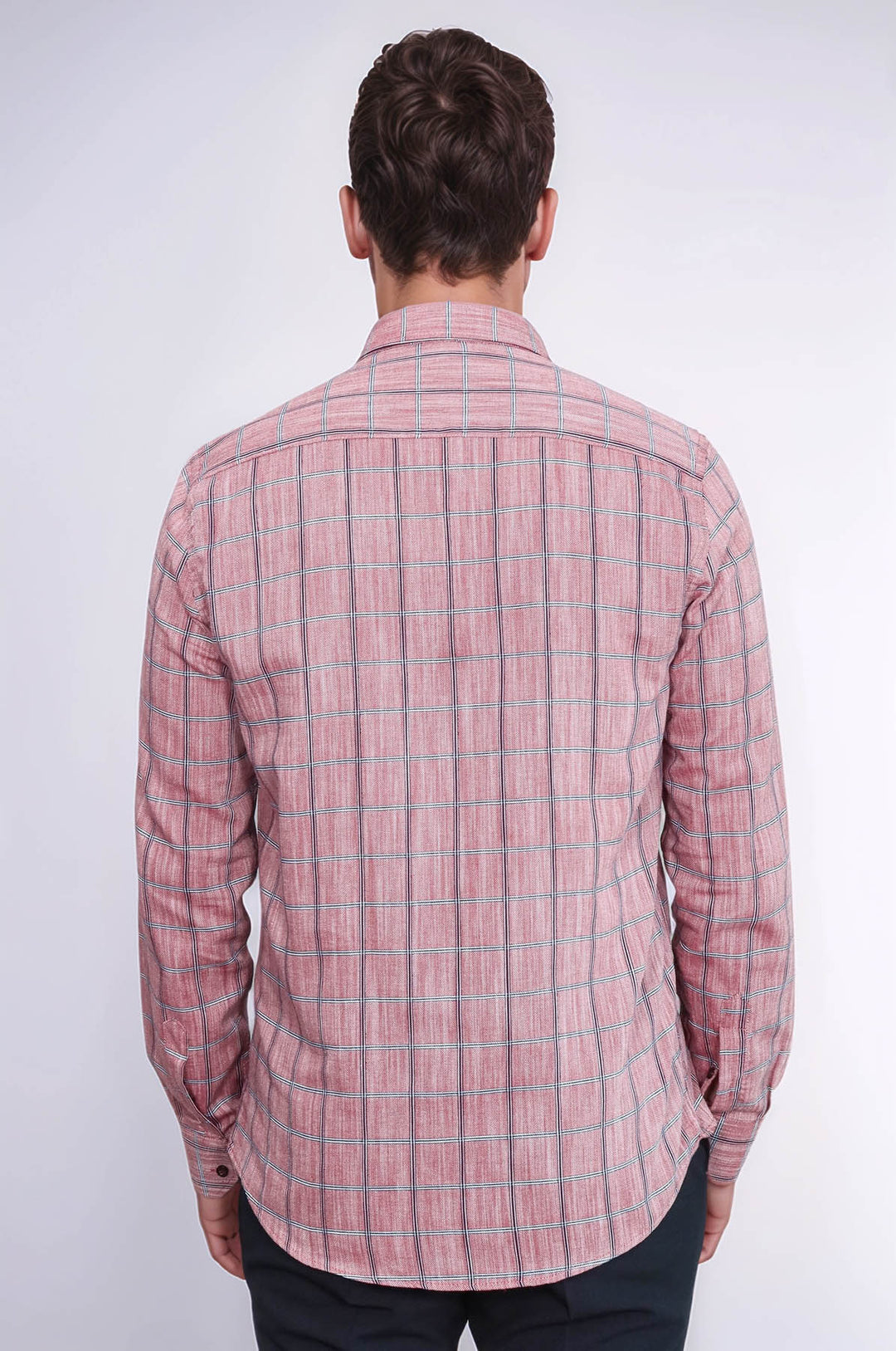 Camisa de cuadros burdeos de corte ajustado para hombre - Wessi